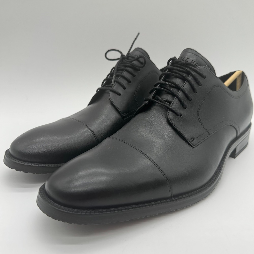 Cole Haan Me Cap Oxford Waterproof Black Leather Dress Shoes Men's Size 11M New